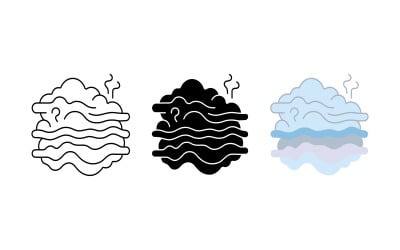 Set di icone meteo con contorno, silhouette e colore, isolate su sfondo bianco.