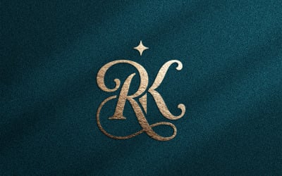 Elegant RK-monogram med lyxigt bokstavsmärke