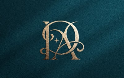 Lyxig DA-monogramlogotyp för skönhetsmärken