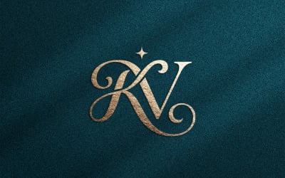 Luxury KV Monogram Logo for Premium Beauty Branding