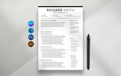 Modern Professional Resume CV Template | Clean Minimal Resume Design | ATS-Friendly Printable Resume