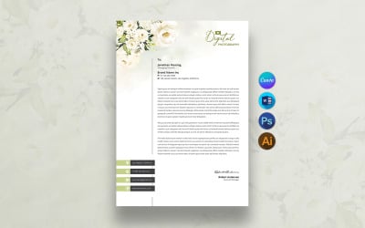 Editable Floral Business Letterhead, Professional Corporate Letterhead Design