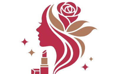 Logotipo elegante para salão de beleza com silhueta de mulher e flor de lótus.