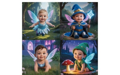 Four Adorable Fantasy Babies in Magical Worlds