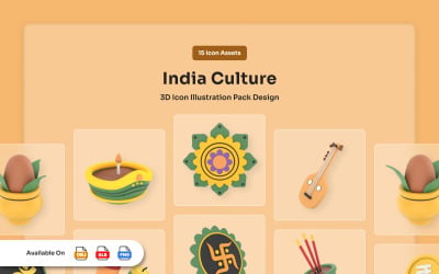 India Spiritual Culture 3D Icons