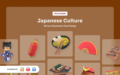 Japanese Tradition 3D Icon Set
