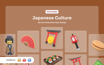 Japanese Zen Culture 3D Icons