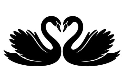 Minimalist Two Swans Heart Logo