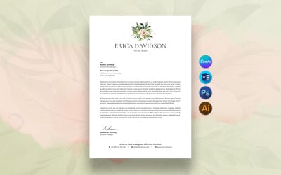 Modern Floral Letterhead Template, Professional Company Stationery