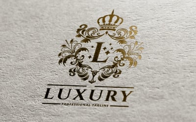 Royal Golden Heraldic Letter L Luxury Crest Logo