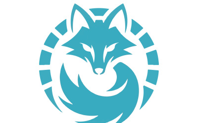 Futuristic Geometric Kitsune Fox Logo Emblem
