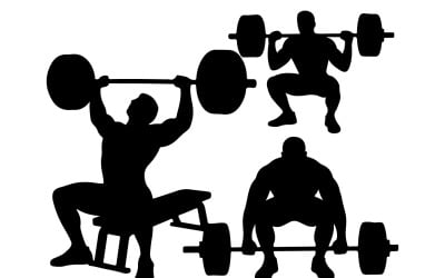 Male Weightlifting Silhouette Set Gym Strength Training Vector