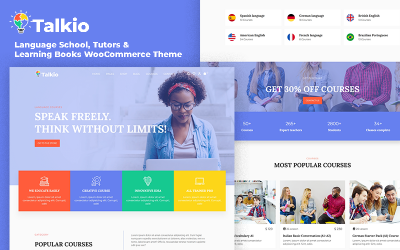 Talkio – Tema WooCommerce para Escola de Idiomas, Professores Particulares e Livros Didáticos
