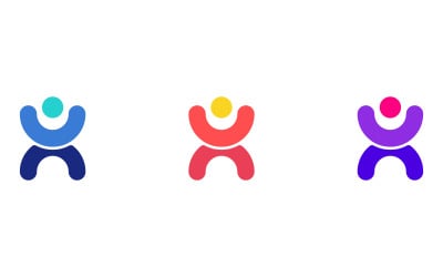 Abstract Happy Human Success Logo - Community Person Unity and Wellness Symbol