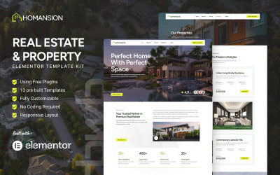 Homansion - Kit Elementor per il settore immobiliare e delle proprietà