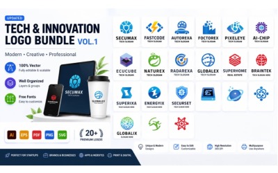 22 Modern Technology Logo Bundle