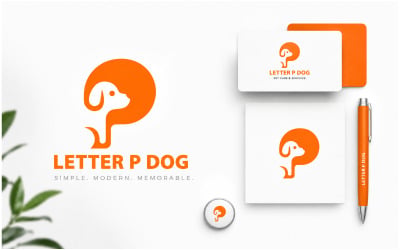 Letter P Dog Logo – Modern Pet Care Animal Monogram