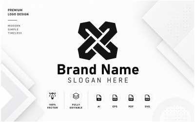 Logo astratto geometrico a forma di X – Monogramma moderno e minimalista
