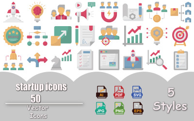 Стартап векторні іконки Pack сучасний запуск бізнесу, підприємництво