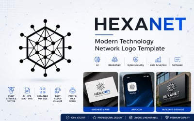 HexaNet - Modern Technology Network Logo Template