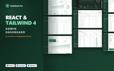 NutriDash Pro — шаблон административной панели для магазина спортивного питания и пищевых добавок на React.