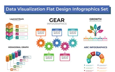 8 Data Visualization Flat Design Infographics Set
