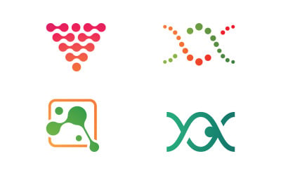 Molecule logo icon template for science brand identity design V14