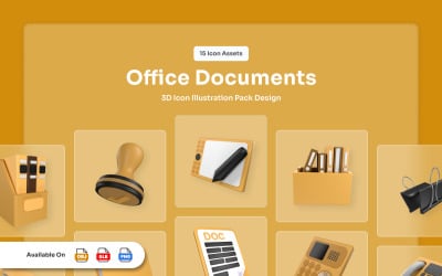 3D ikony základních dokumentů Office
