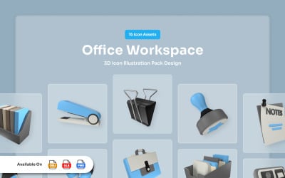 Sada 3D ikon dokumentů Office