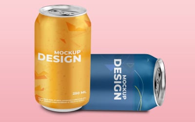Modello grafico PSD per mockup di lattina di bibita