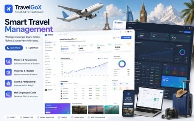 TravelGoX - Панель администратора системы бронирования поездок, HTML5-шаблон Tailwind CSS