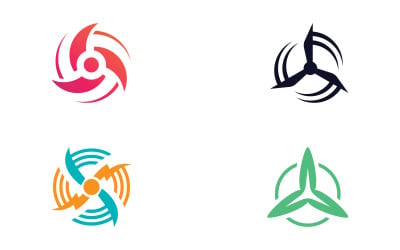 Design del logo per turbine, logo per l&amp;#39;energia eolica V14