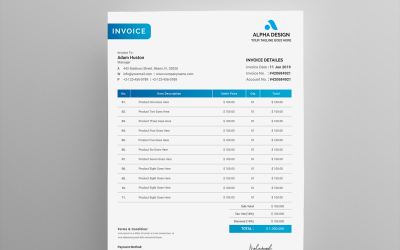 Clean Invoice Design Template