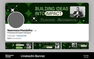 Grön modern LinkedIn-banneruppsättning