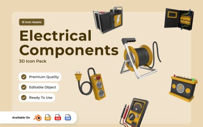 Industrial Electrical Equipment 3D Icons