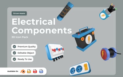 Modern Electrical Components 3D Icons