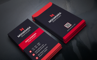 Vertical Corporate Business Card Design Template 1