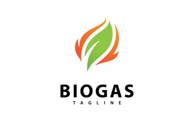 Biogas energy logo with Fire and leaf element 6