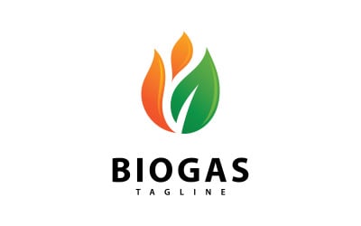 Biogas energy logo with Fire and leaf element V0