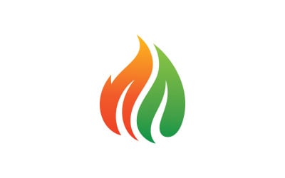Biogas energy logo with Fire and leaf element V1