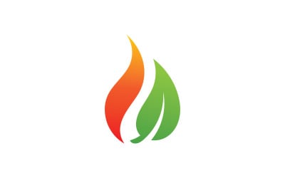 Biogas energy logo with Fire and leaf element V2
