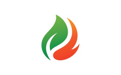 Biogas energy logo with Fire and leaf element V3