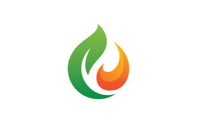 Biogas energy logo with Fire and leaf element V4
