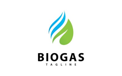 Biogas energy logo with Fire and leaf element V5