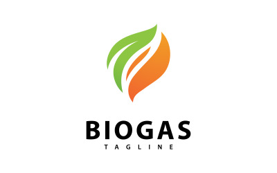 Biogas energy logo with Fire and leaf element V7
