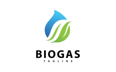 Biogas energy logo with Fire and leaf element V8