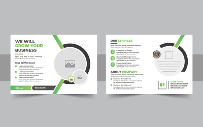 Creative business postcard design template with modern company eddm print layout
