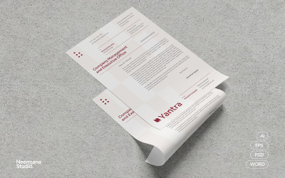 Beige Red Simple Modern Letterhead