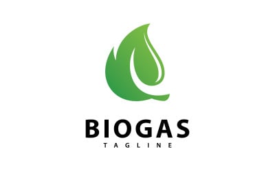 Biogas energy logo with Fire and leaf element V11