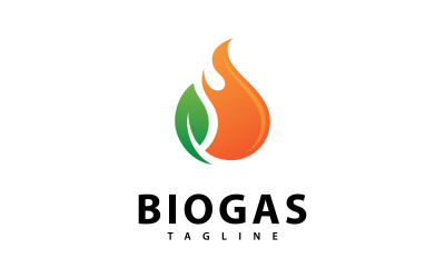 Biogas energy logo with Fire and leaf element V12